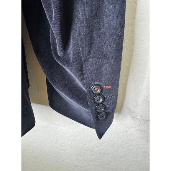 Paisley & Gray Mens Blue Cordoury Blazer Button Pockets Jacket Size 46 XXL - Picture 7 of 9
